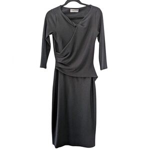 Saks CHIARA BONI La Petite Robe BLACK Ruched Dress Gown Size 46‎ Midi